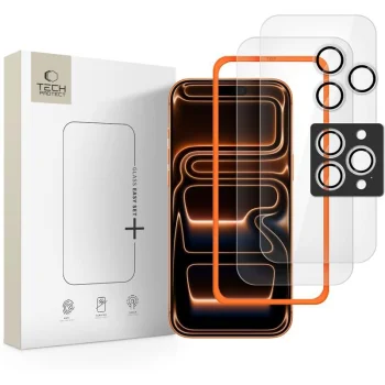 Tech-Protect Easy Set+ Tempered Glass Pack for iPhone 16 Pro Max / 17 Pro Max, Transparent
