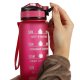 Motivational Water Bottle with Time Marker Reminder Tracker Leak-proof BPA Free, 1L, Pink