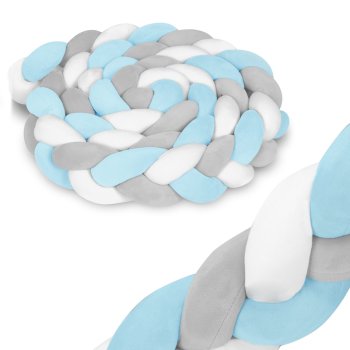 Ricokids Braided Cot Bumper, 3 m, blue-grey