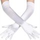 Long Evening Gloves Satin Retro Style for Women, White