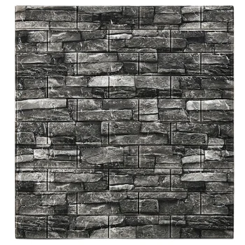 Self-Adhesive 3D Wall Panel, Grey Brick Design, 70x77 cm
