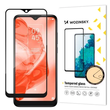 Wozinsky Full Glue Tempered Glass for TCL 205 with Black Frame, Case Friendly 9H