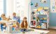 Kids Toy Storage Organizer with Bookshelf, 5 Shelves and 2 Fabric Bins