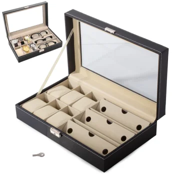 Watch and Glasses Organizer Box, Black