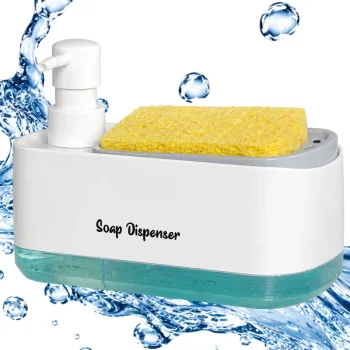 Dish Soap and Hand Soap Dispenser with Sponge Holder, White