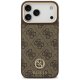 Guess 4G Strass Logo & Big Strap Metal Buttons MagSafe Phone Case Cover iPhone 17 Pro Max - Brown