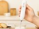 Rechargeable Milk Frother, Handheld Electric Whisk for Coffee, white
