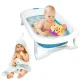 Nicekids Foldable Silicone Baby Bath Tub with Cushion, Blue