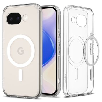 Google Pixel 10a Spigen Ultra Hybrid Mag Magsafe Case Cover, Clear and White