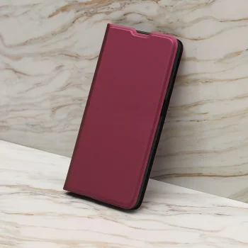 Apple iPhone 16 Plus 6.7'' Smart Soft Book Case Cover, Burgundy