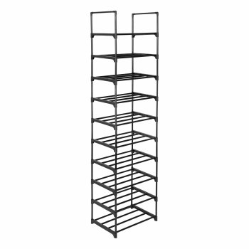 10-Tier Metal Shoe Rack Organizer for up to 30 Pairs of Shoes, Black