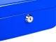 Metal cash box with key and compartments, 20x16x9 cm, blue