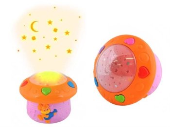 Starlight Lamp Projector Night Star Light Bedside Creative Rotating Music Box Ball, Pink