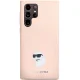 Karl Lagerfeld Samsung Galaxy S23 Ultra Case Silicone Choupette Metal Pin, Pink