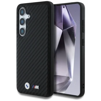BMW Leather Carbon MagSafe Case for Samsung Galaxy S25 - Black