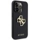 Guess Leather Perforated 4G Glitter Logo Case for iPhone 15 Pro Max - Black