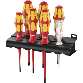 Wera 160 iS/7 Rack Screwdriver Set Kraftform Plus Series 100, 7 Pieces, Red / Yellow