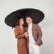Malatec Large Umbrella with Wooden Handle, 24 Ribs, Black