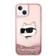 Karl Lagerfeld Glitter Choupette Head vāciņš iPhone 14 Plus / 15 Plus - rozā