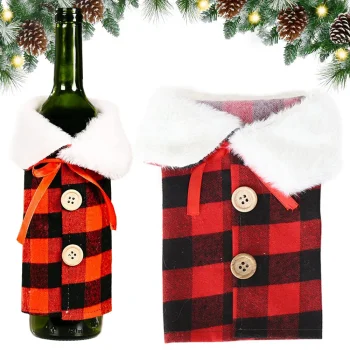 Christmas Plaid Bottle Cover, 16x12 cm