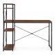 ModernHome Computer Desk with Bookshelf 120x60 cm, Dark Walnut