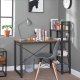 Wooden computer desk with metal shelf, loft style, brown/black