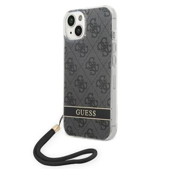 Guess 4G Print Strap Case for iPhone 14 Plus, Black