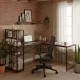 Modernhome Corner Desk with Bookshelf, Walnut