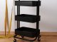 3 Tier Rolling Utility Cart Metal Storage Trolley for Kitchen & Bathroom, Black