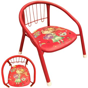 Metāla bērnu krēsliņš ar mīkstu polsterētu sēdekli