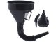 Large fuel and oil funnel with strainer, black