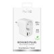 Puro 20W Power Delivery Charger with Schuko Plug and Socket 1x USB-C + 1x USB-A - White