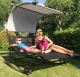 MultiGarden 2 Person Outdoor Rocking Chaise Lounge with Canopy PL301, Gray