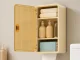 Wall-Mounted Bathroom Shelf with Door and Tissue Dispenser, Beige