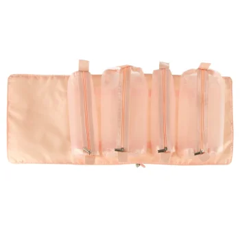 4-in-1 Roll-Up Travel Toiletry Bag with Detachable Pouches, Pink