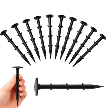 Garden Pegs for Weed Control Fabric DIVODV 11cm, 10 Pcs, Black
