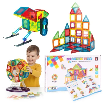 Magnetic Building Blocks 70 Piece Set for Kids Creative STEM Construction Toy
