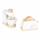 Wooden Play Kitchen Appliance Set for Kids: Toaster, Coffee Maker and Mixer, 16 Pieces