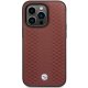 BMW Hardcase iPhone 14 Pro Leather Diamond Pattern Burgundija