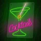 PLEXI LED COCKTAILS Neon Sign, Forever Light, Pink/Green