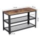 Industrial Shoe Rack Bench with Padded Seat for Entryway, Rustic Brown