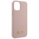 Guess iPhone 12 mini Case Silicone Script Gold Logo, Light Pink