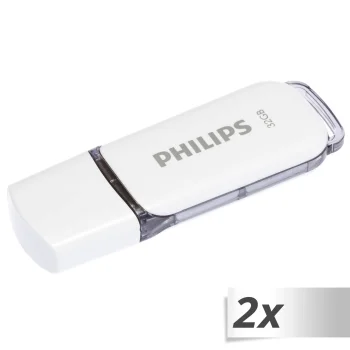 Philips Snow Edition USB 2.0 Flash Drive 32 GB, 2-Pack, Shadow Grey