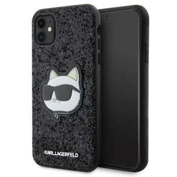 Karl Lagerfeld iPhone 11 / XR Case Glitter Choupette Patch, Black