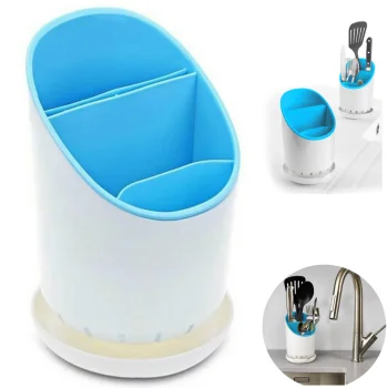 Kitchen Organizer and Cutlery Drainer, Blue