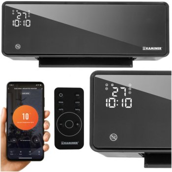 Kaminer Zelvion 26399 Wall-Mounted Air Curtain Heater 2000W with WiFi, Black