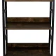 Industrial 4-Tier Bookshelf, Tall Metal and Wood Shelving Unit, 126 cm