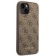Apple iPhone 14 6.1\'\' Guess 4G Metal Gold Logo Case Cover, Brown