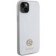 Guess iPhone 15 Plus Case 4G Strass Metal Logo, Silver