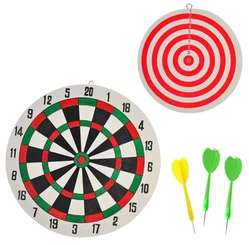 Double Sided Dart Board 30cm with 3 Steel Tip Darts for Adults and Kids